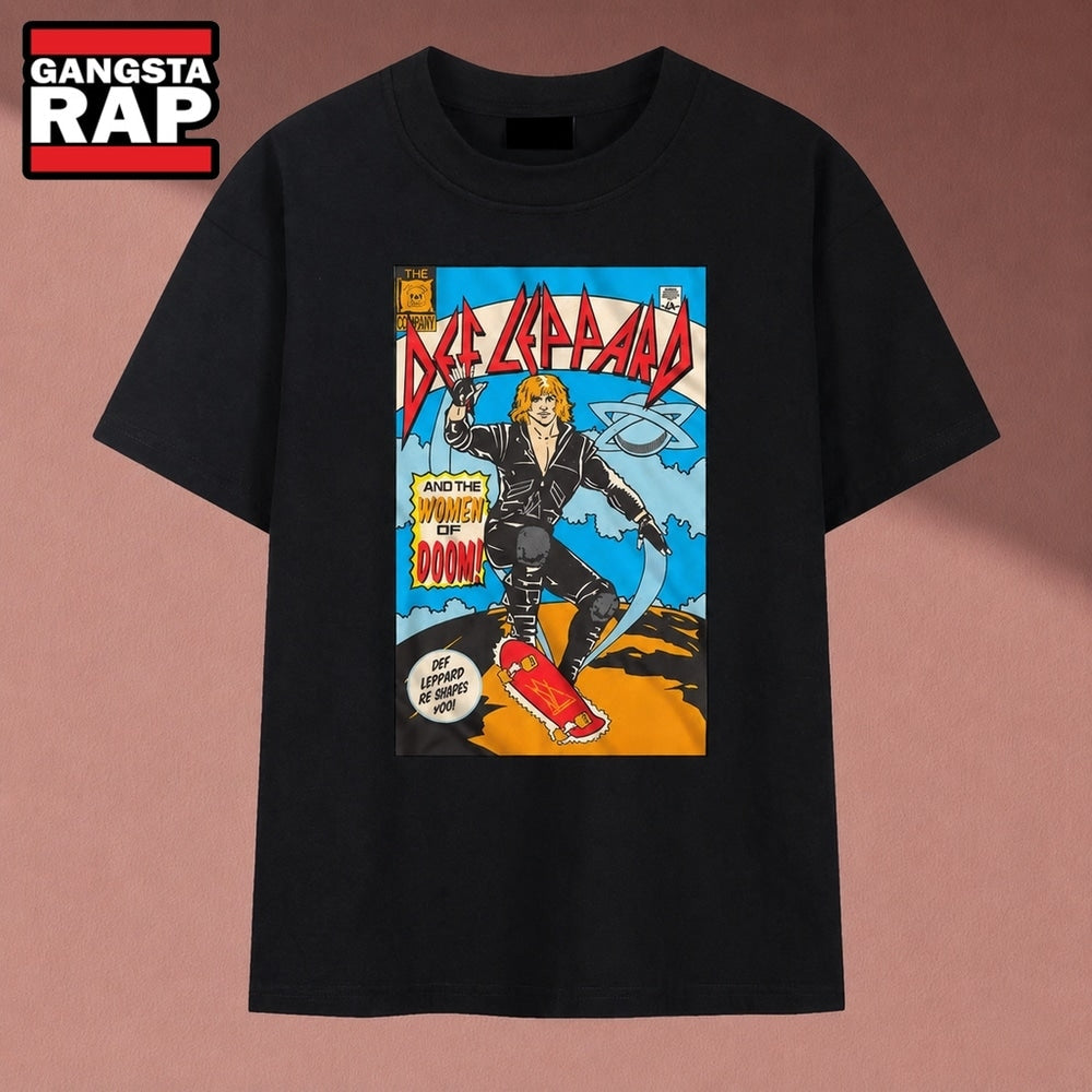 Def Leppard And The Women Of Doom Comic Book Graphic T Shirt, Music 2D Shirt
