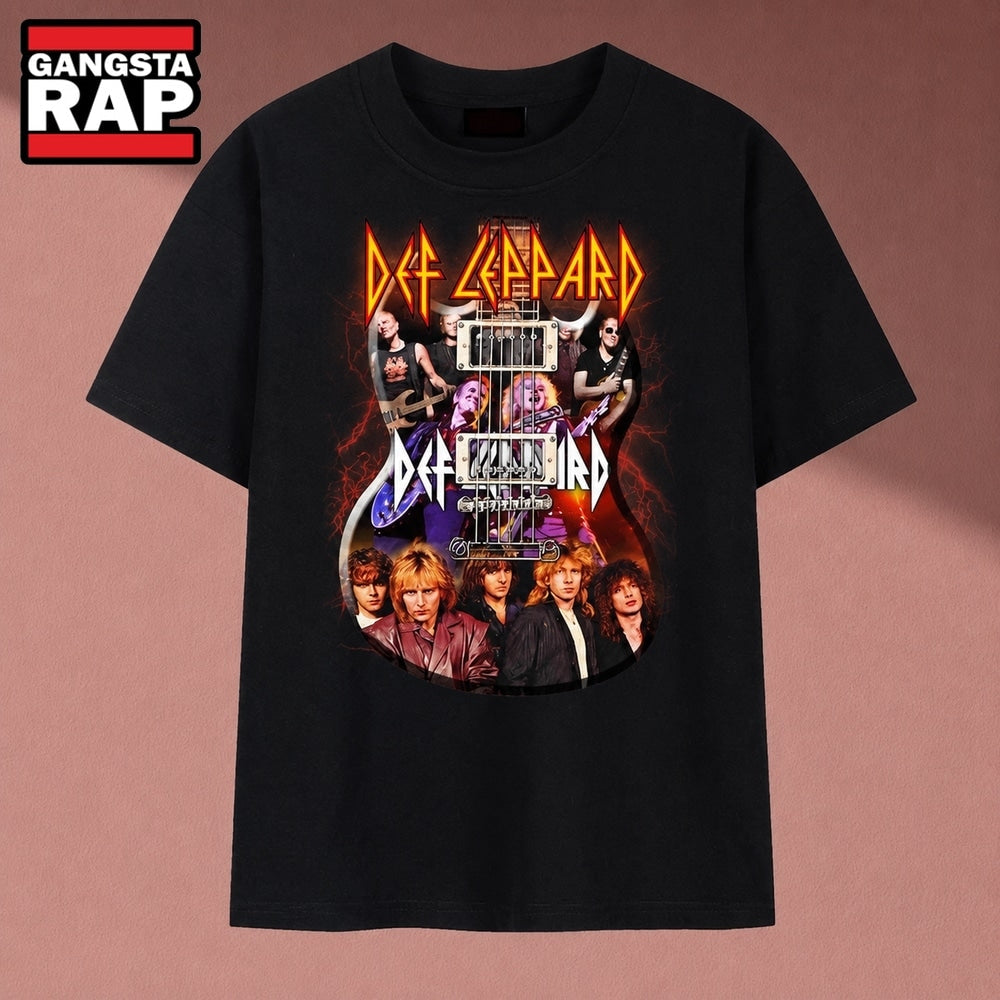 Def Leppard Guitar Graphic Heavy Metal Rock Band T Shirt, Music 2D Shirt
