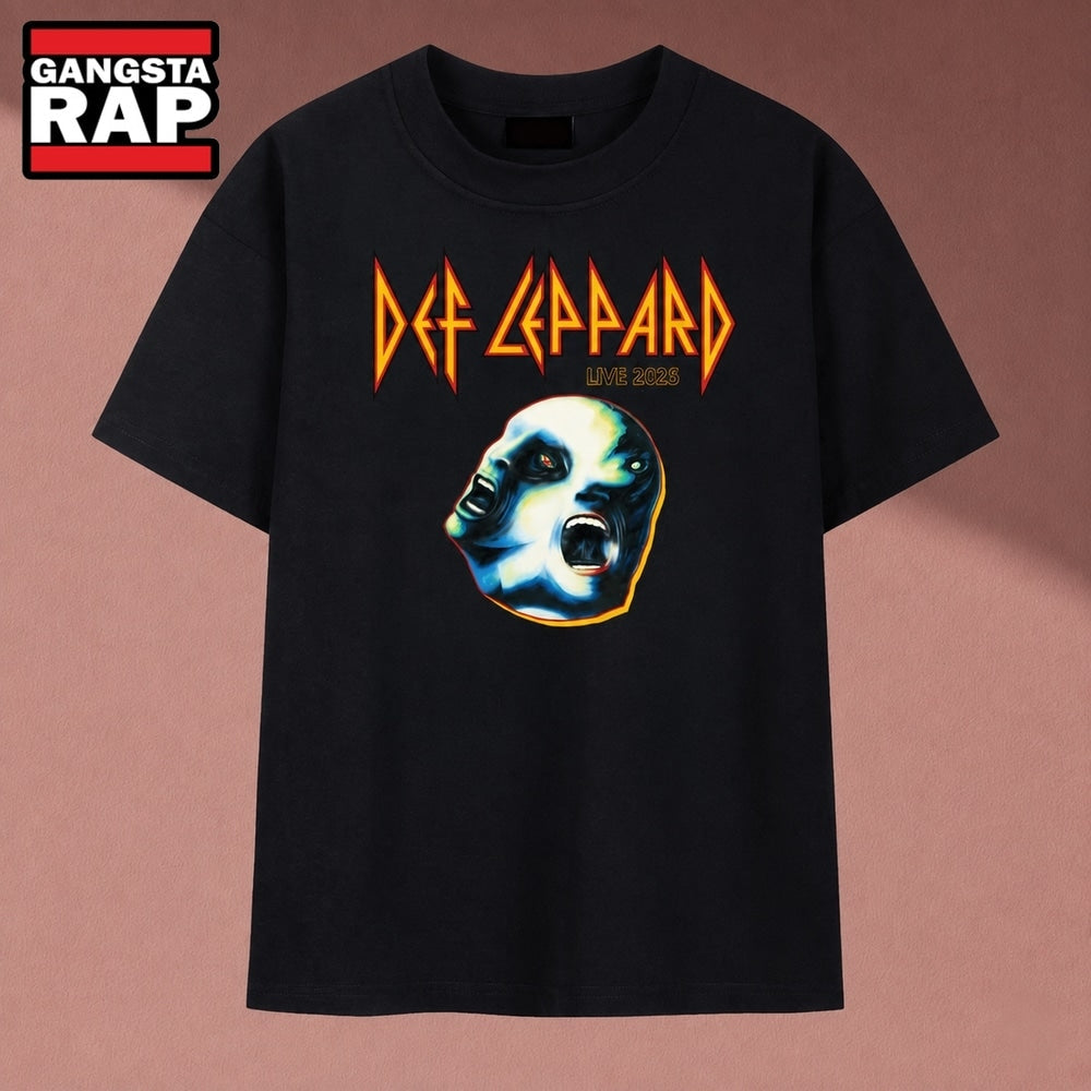 Def Leppard Live Rock Band Graphic Printed T Shirt, Music 2D Shirt