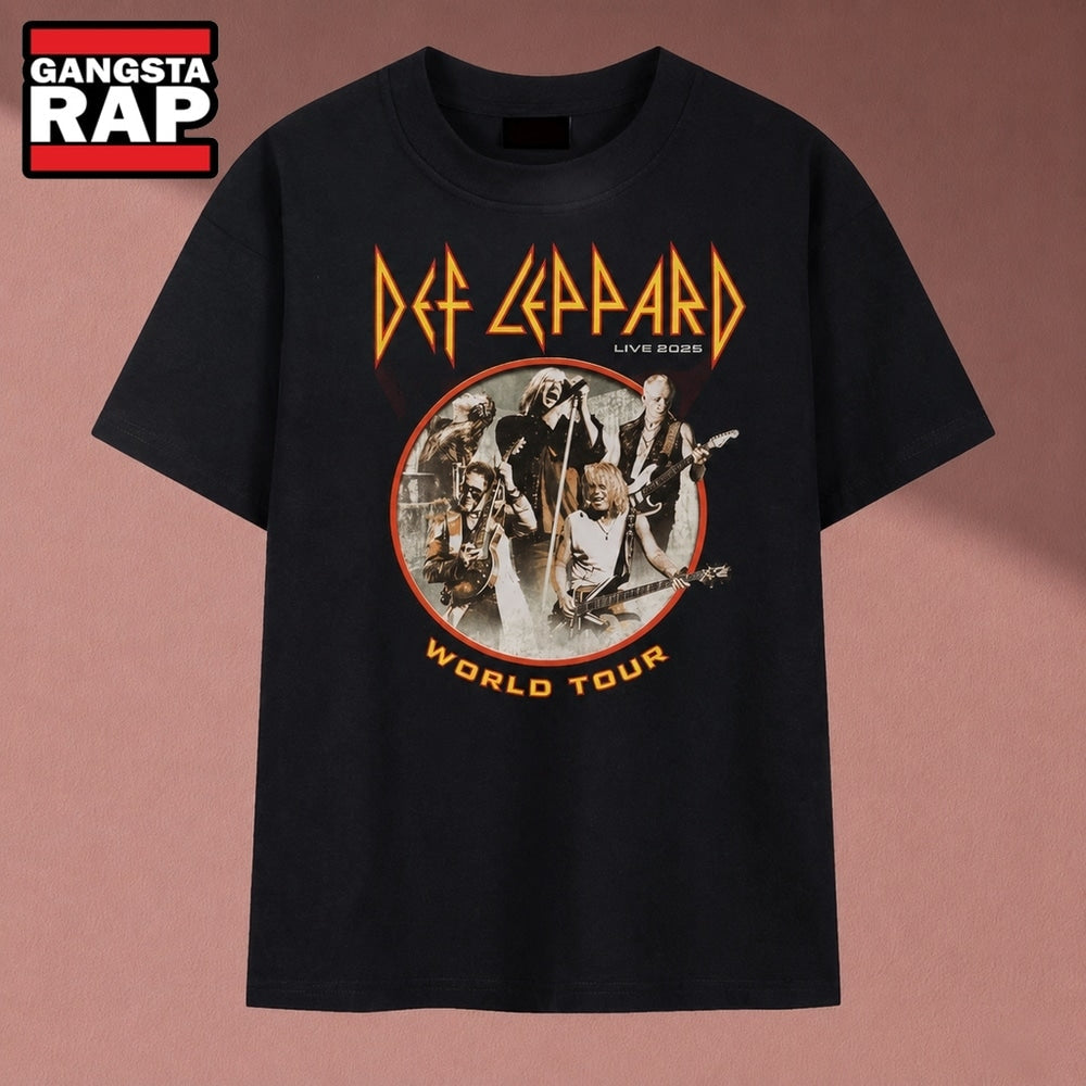 Def Leppard Live World Tour Rock Band Graphic T Shirt, Music 2D Shirt