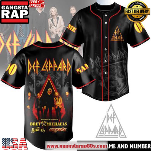 Def Leppard x Bret Michaels 2025 Tour Custom Baseball Jersey Shirt