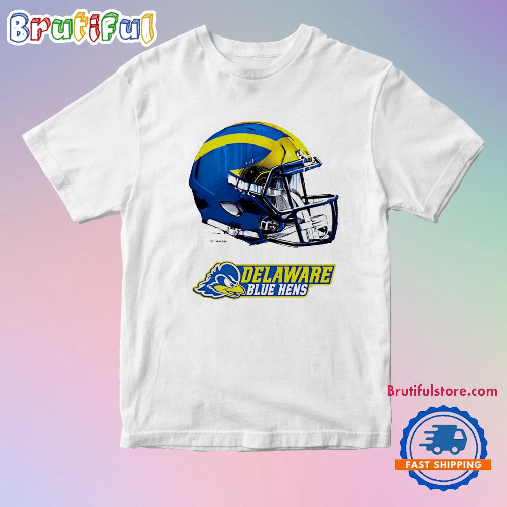 Delaware Fightin’ Blue Hens Dripping Football Helmet T Shirt