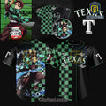 Demon Slayer Texas Baseball Jersey - Anime Inspired Checkered Pattern