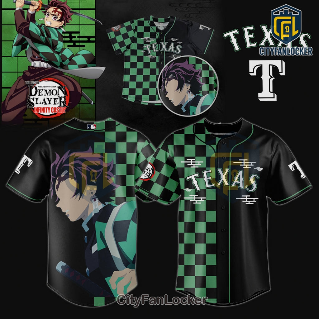 Demon Slayer Texas Rangers Jersey - Anime Baseball Uniform