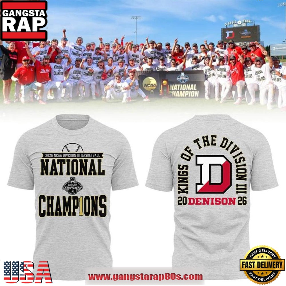 Denison Big Red 2026 National Champions Baseball Fan Apparel T Shirt