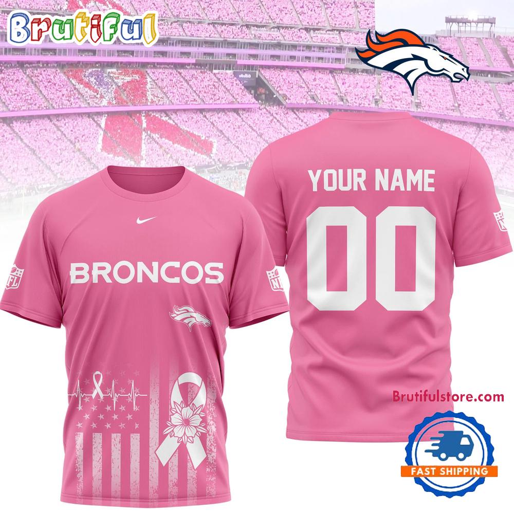 Denver Broncos 2026 NFL Breast Cancer Awareness Custom 3D Shirt