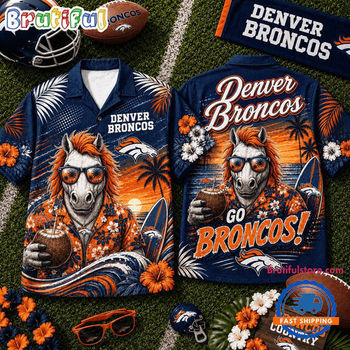 Denver Broncos 2026 NFL Mascot Beach Vibes Summer Hawaiian Shirt