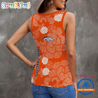 Denver Broncos Flower Pattern Women’s V-Neck Ribbed Tank Top