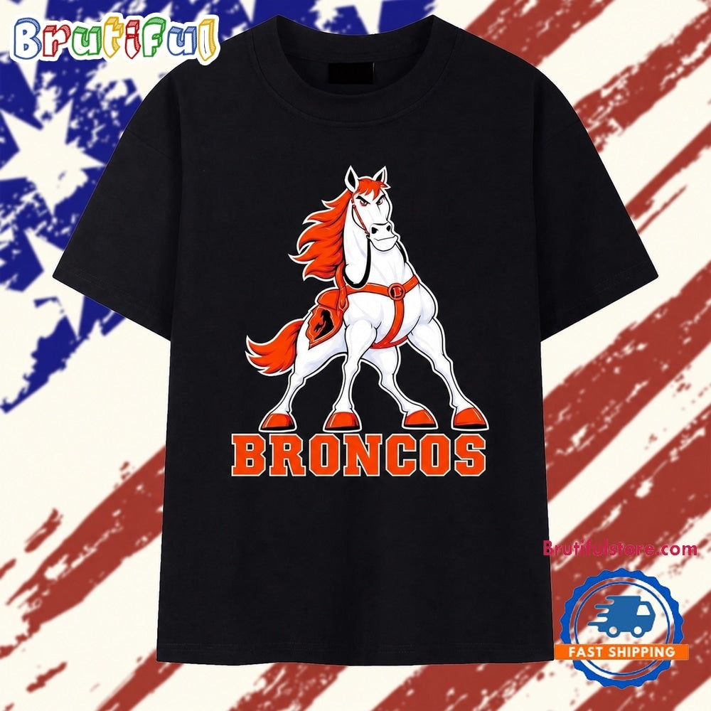 Denver Broncos Mascot Logo NFL Football T Shirt