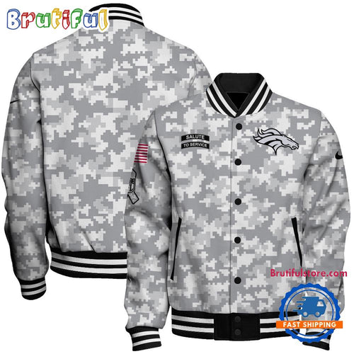 Denver Broncos National Football League Arctic Camo Salute To Service Veterans Varsity Jacket