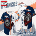 Denver Broncos NFL Game Day Grateful Dead Baseball Jersey Shirt