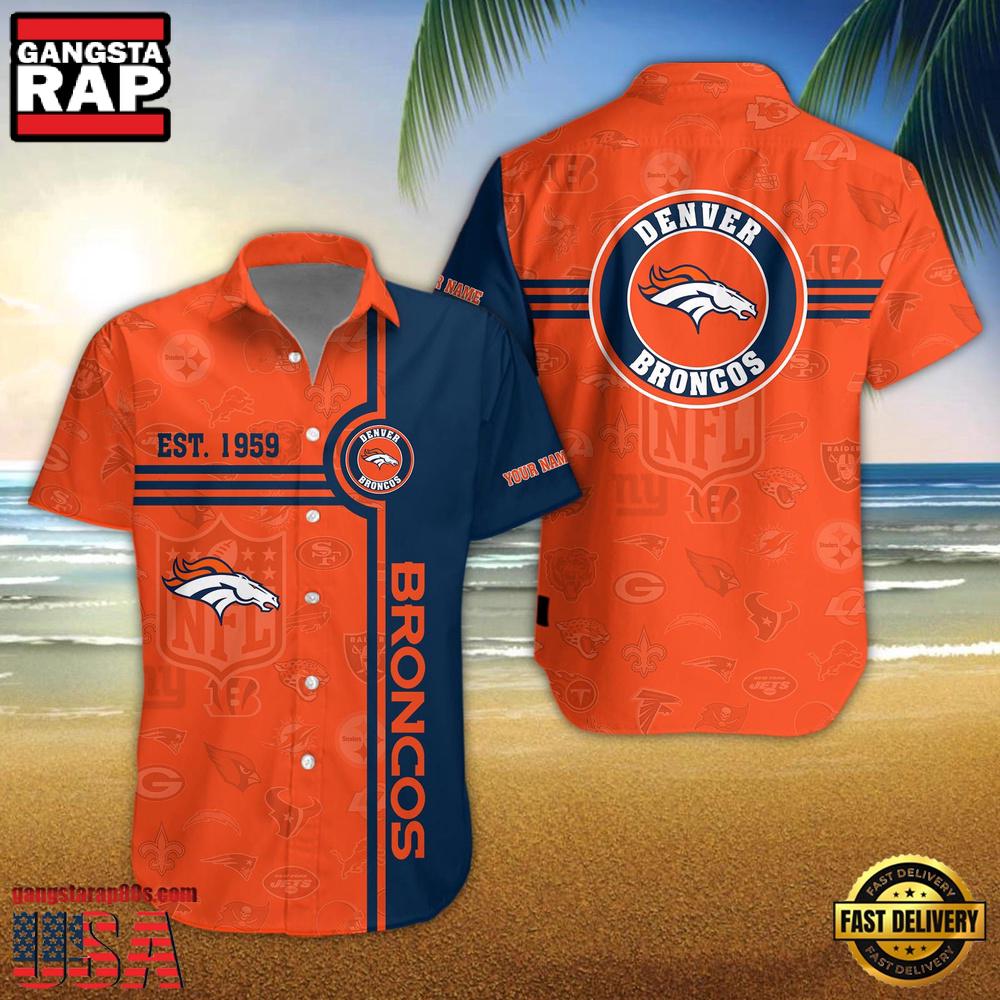 NFL Denver Broncos Logo Team Custom Name New Design Hawaiian Shirt