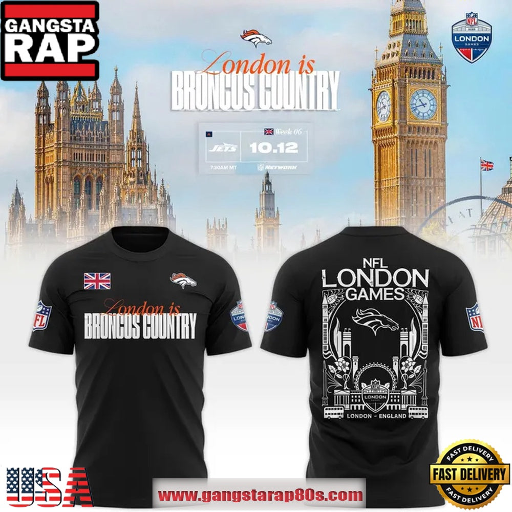 Denver Broncos NFL London Game 2025 Limited Black Unisex T Shirt