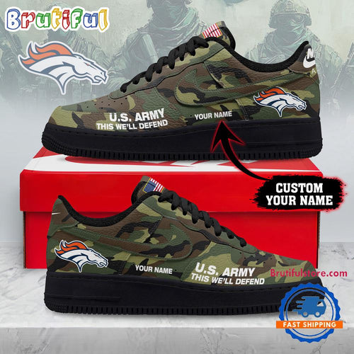 Denver Broncos NFL US Army Custom Air Force 1 Shoes Sneaker