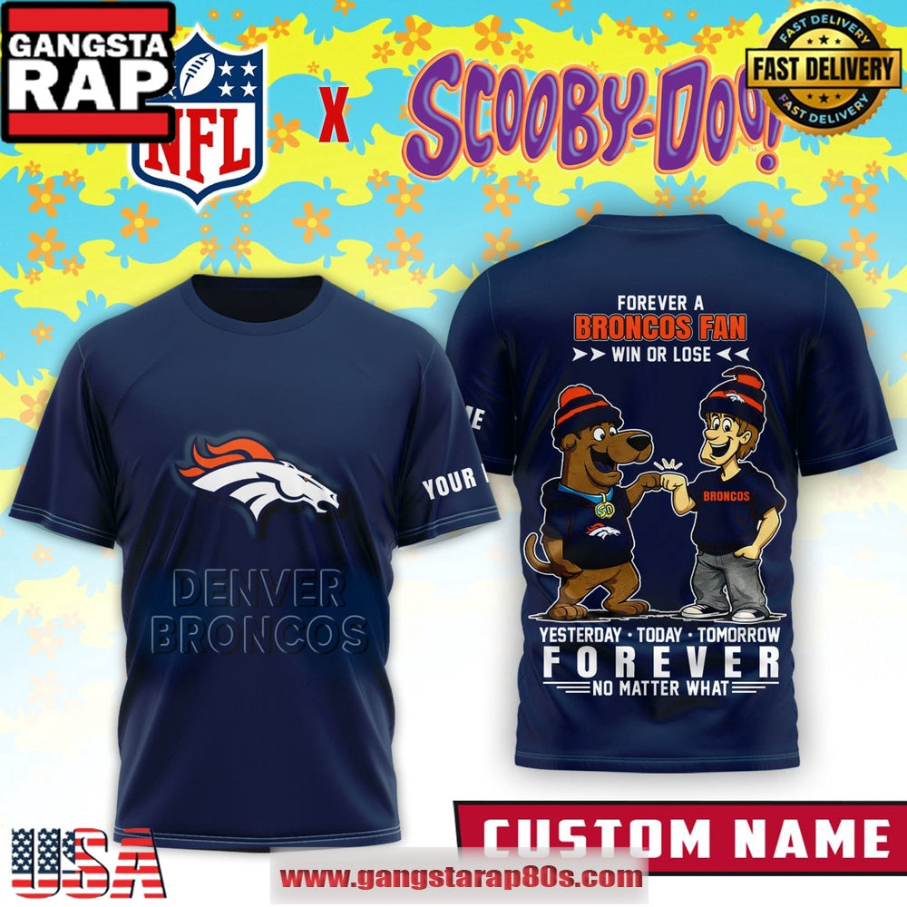 Denver Broncos x Scooby Doo Premium Custom Name 3D Shirt