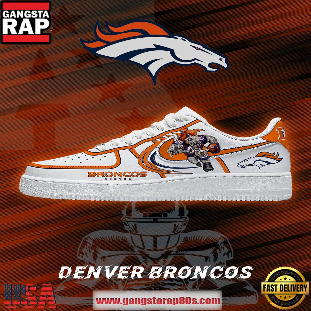 Denver Football NFL New Version Custom Air Force 1 Shoes Running Sneakers