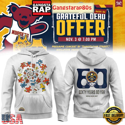 Denver Nuggets Celebration Greateful Dead 60 Years Special Edition All Over Print Hoodie