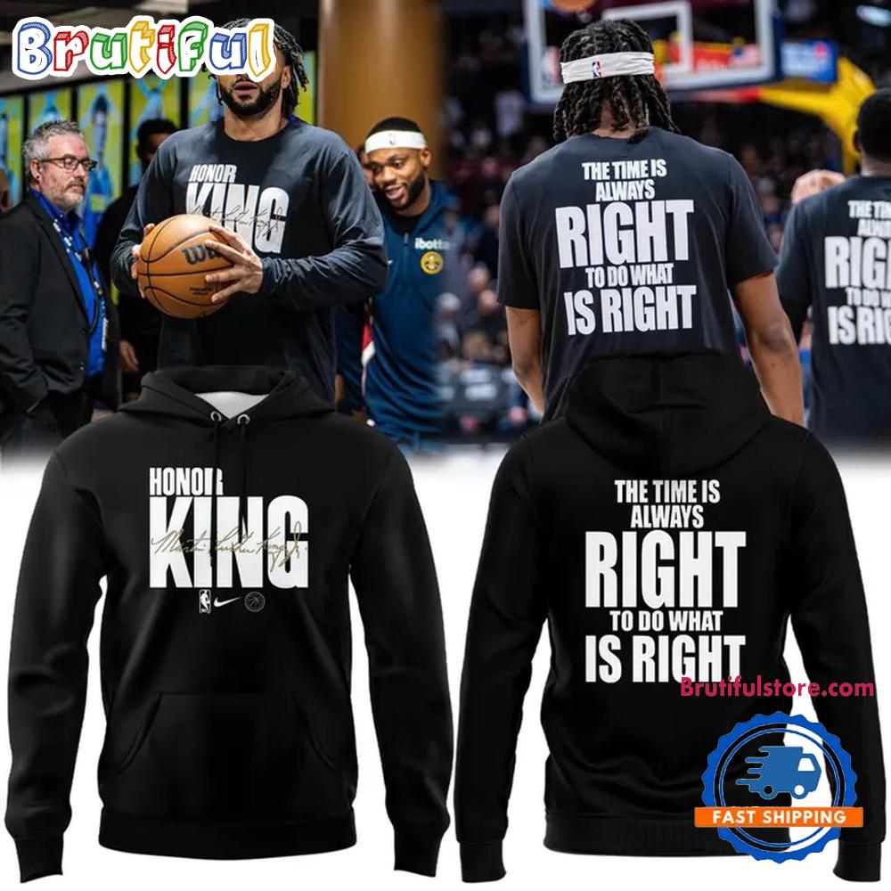 Denver Nuggets History Month MLK Jr Day NBA Team Issued Game Warm Up Hoodie T-Shirt