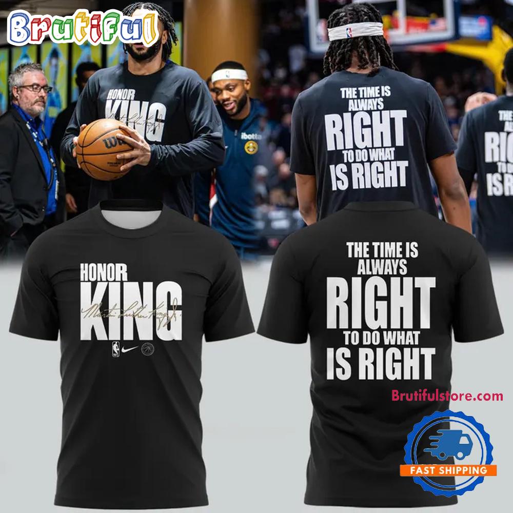 Denver Nuggets History Month MLK Jr Day NBA Team Issued Game Warm Up Hoodie T-Shirt