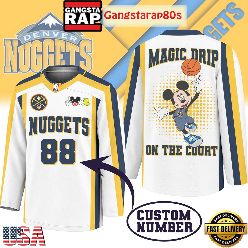 Denver Nuggets Premium NBA Magic Drip Long Jersey Shirt