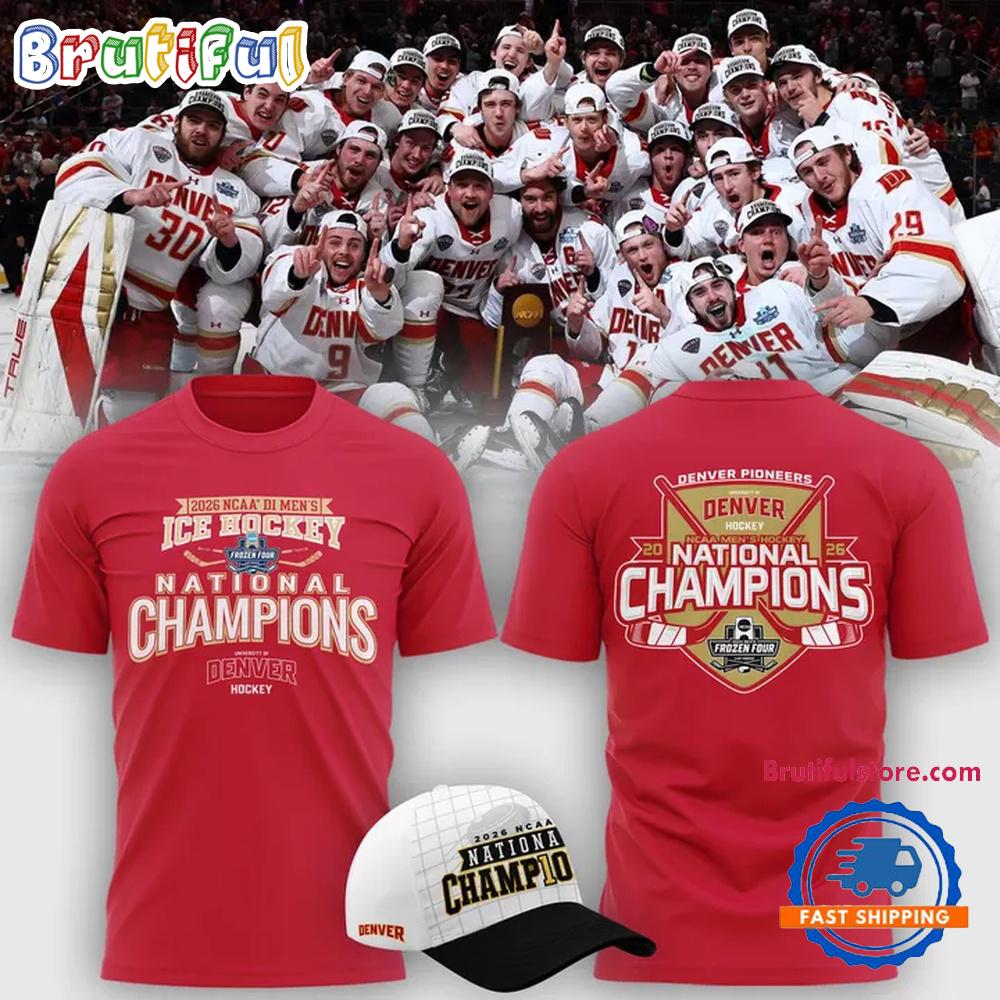 Denver Pioneers 2026 NCAA Frozen Four Men’s Ice Hockey National Champions Red T Shirt