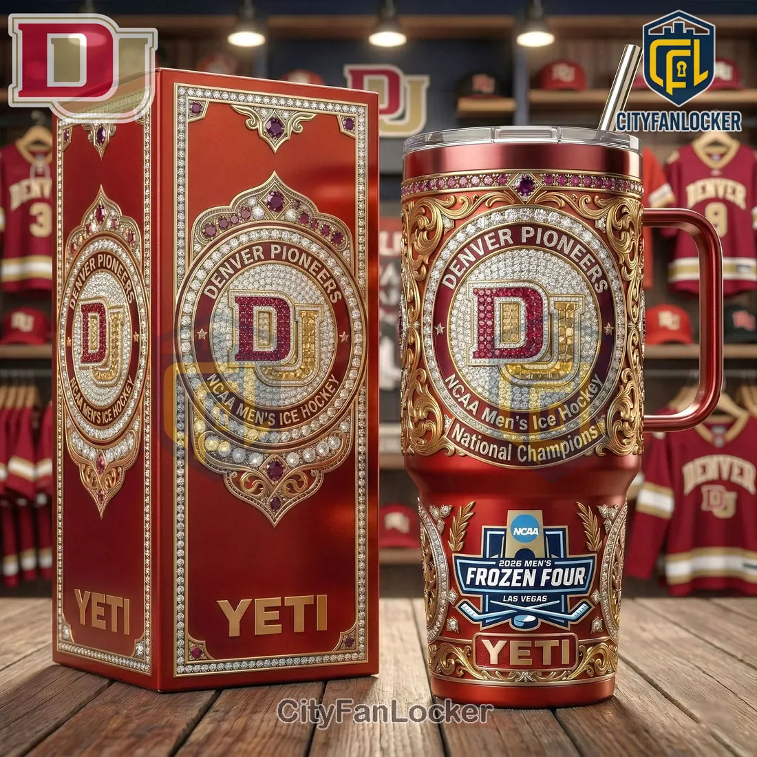 Denver Pioneers NCAA National Champions Luxury YETI Ice Hockey Tumbler