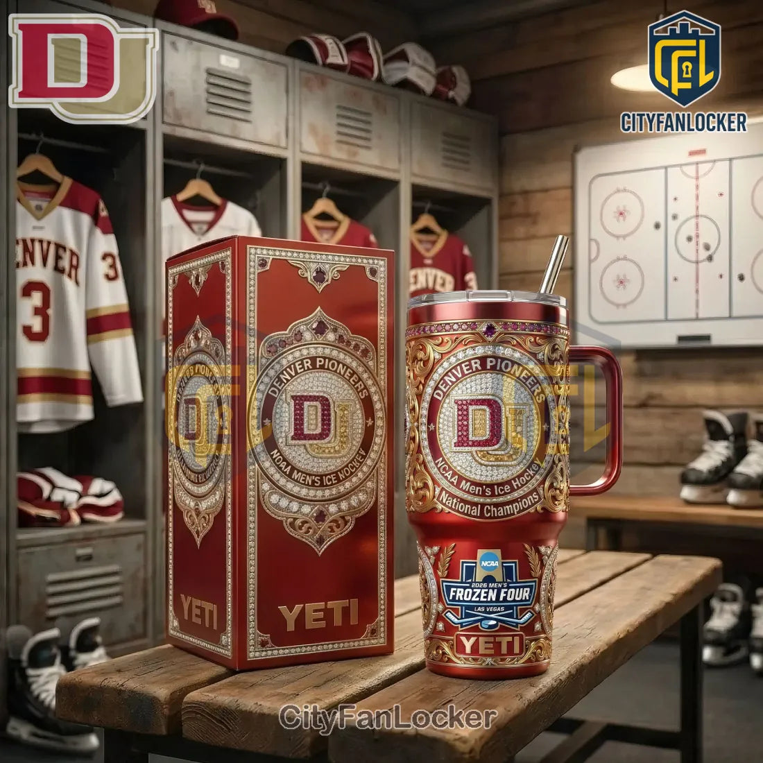 Denver Pioneers NCAA National Champions Luxury YETI Ice Hockey Tumbler