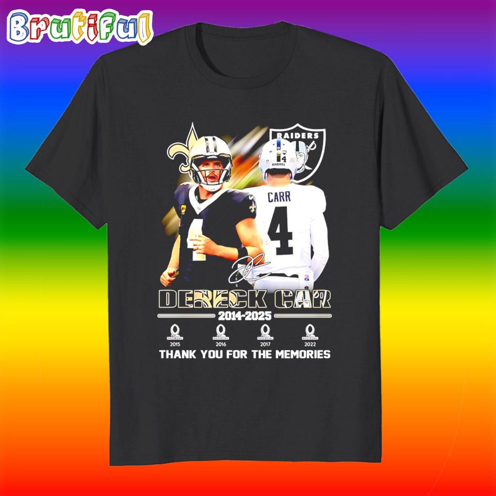 Derek Carr 2014 2025 Las Vegas Raiders Thank You Signature T Shirt