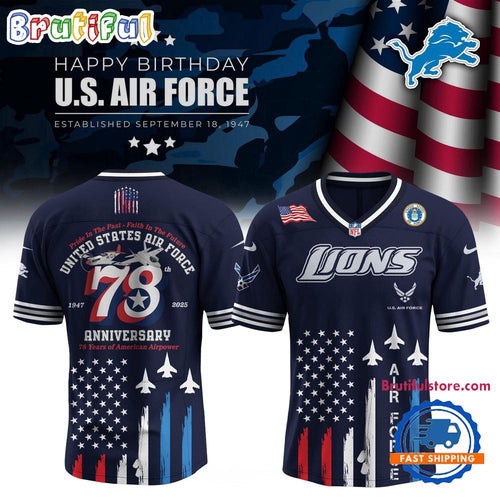 Detroit Lions 2025 NFL US Air Force Birthday Football Jersey