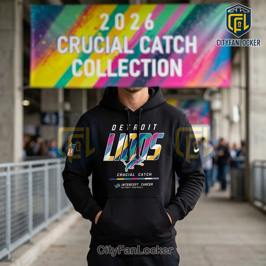 Detroit Lions 2026 Crucial Catch Black Hoodie
