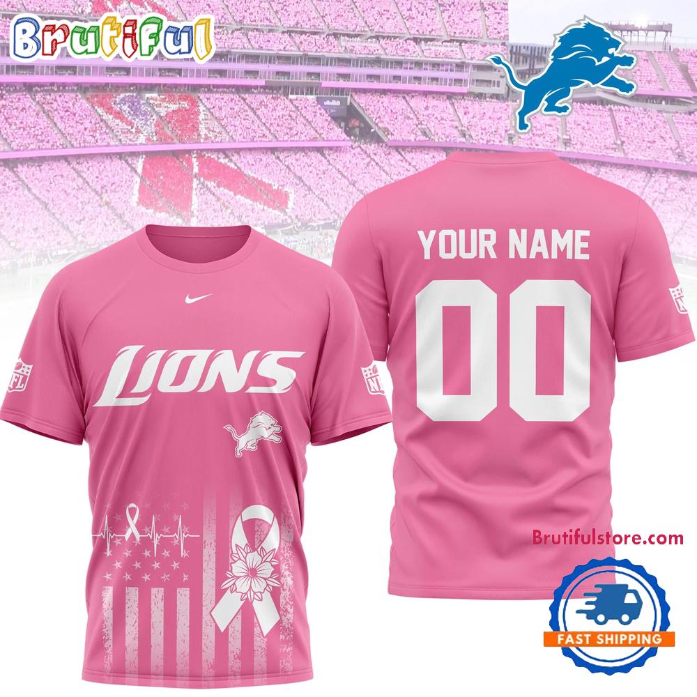 Detroit Lions 2026 NFL Breast Cancer Awareness Custom 3D Shirt