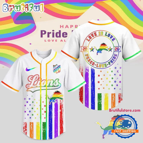 Detroit Lions 2026 NFL Pride Love Limited Edition Baseball Jersey