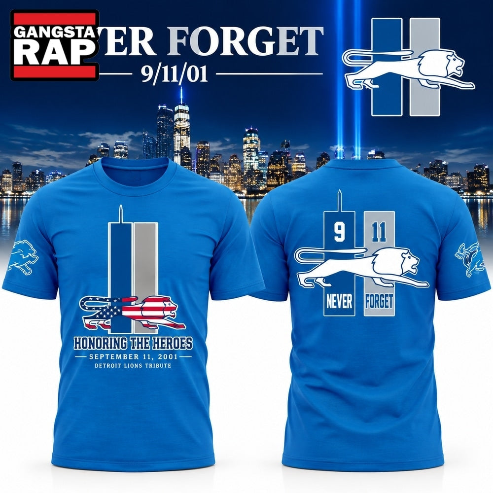 Detroit Lions 911 Never Forget Memorial Limited Edition 2026 Blue T Shirt