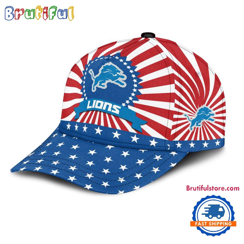 Detroit Lions American Flag Pattern Independence Day Baseball Cap