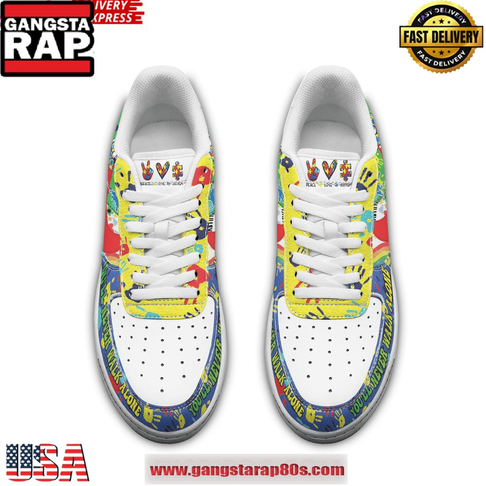 Detroit Lions Autism Awareness Air Force 1 Running Sneakers Shoes