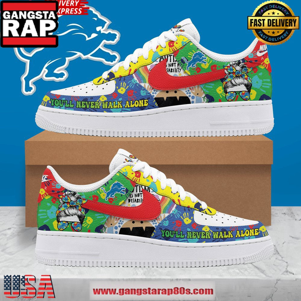 Detroit Lions Autism Awareness Air Force 1 Running Sneakers Shoes