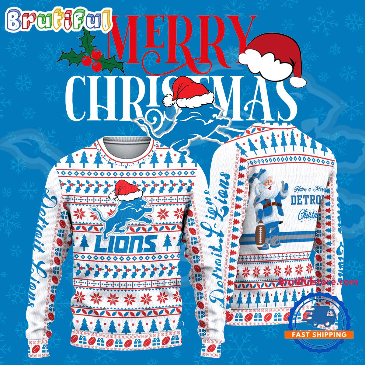 Detroit Lions Christmas 2024 x Bobble Hat Sweater