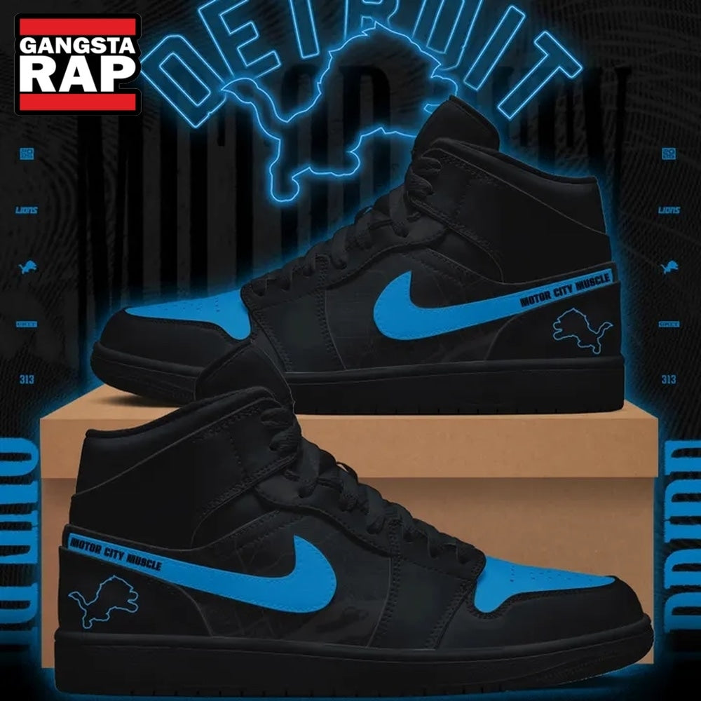 Detroit Lions Dark Mode Back in Black Air Jordan 1 Shoes, Music Air Jordan 1 Shoes