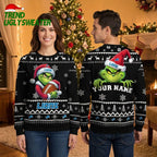 Detroit Lions Grinch Football Custom Name Ugly Christmas Sweater