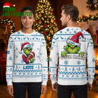 Detroit Lions Grinch Football Santa Hat Ugly Christmas Sweater