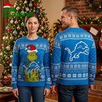 Detroit Lions Grinch Hand Stealing Football Ugly Christmas Sweater