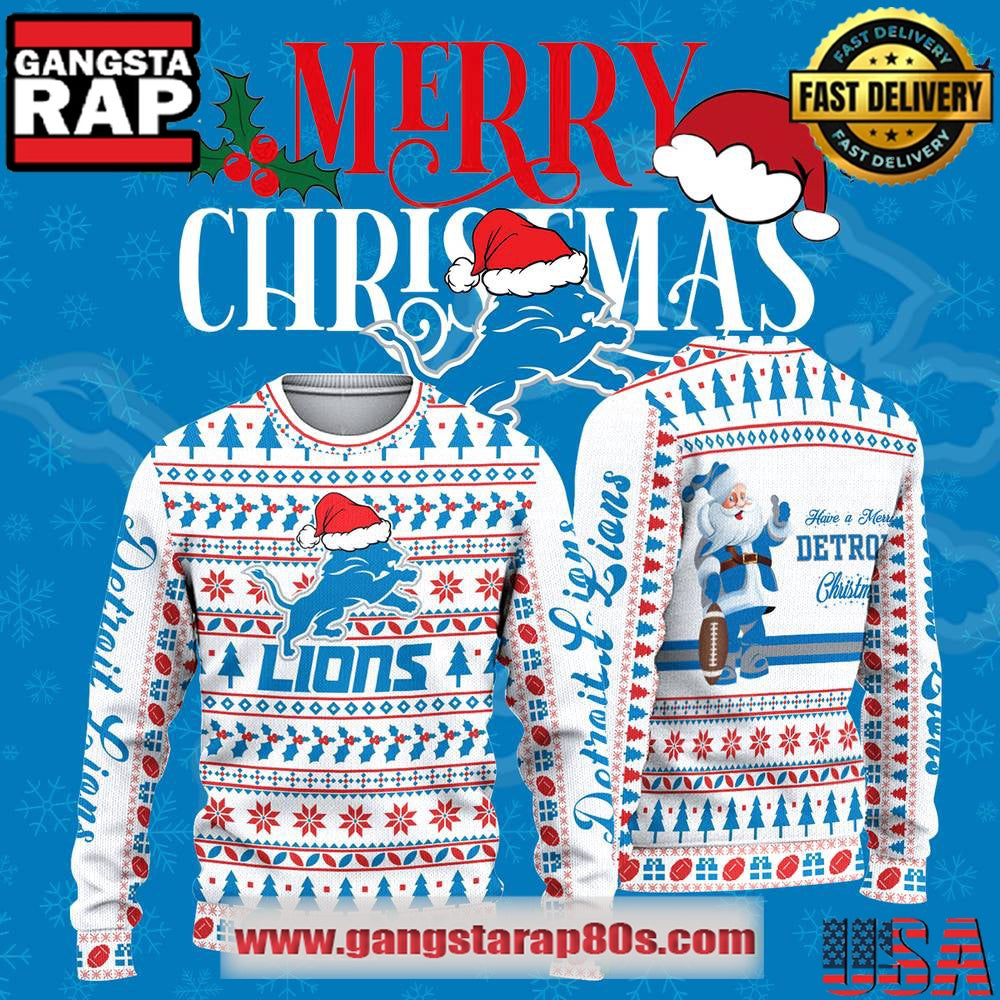 Detroit Lions Have a Merry Detroit Christmas 2025 Ugly Sweater