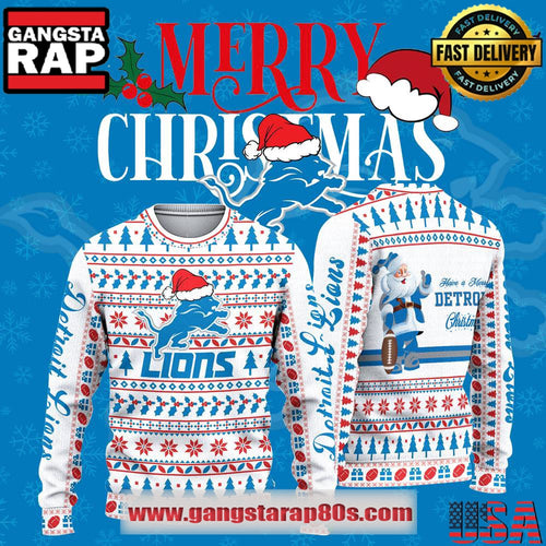 Detroit Lions Have a Merry Detroit Christmas 2025 Ugly Sweater