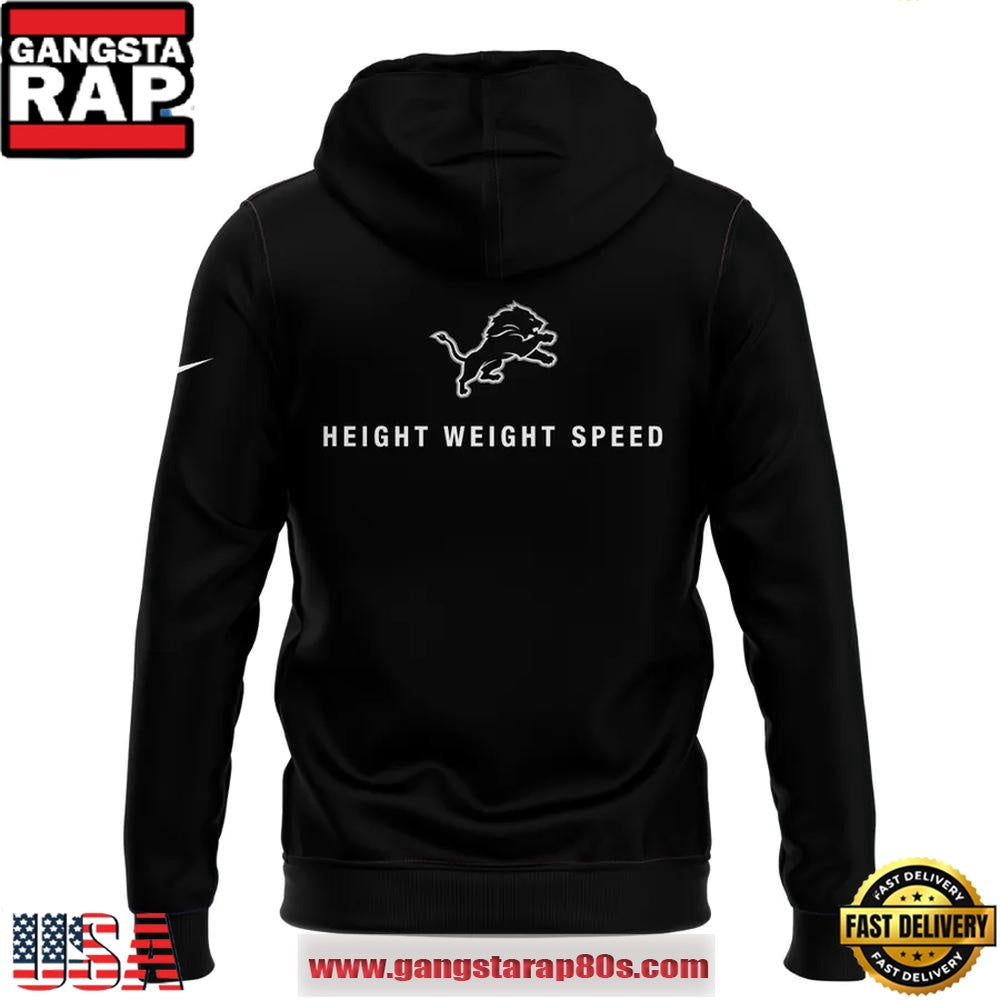 Detroit Lions Height Weight Speed 2025 Special Black Hoodie Shirt