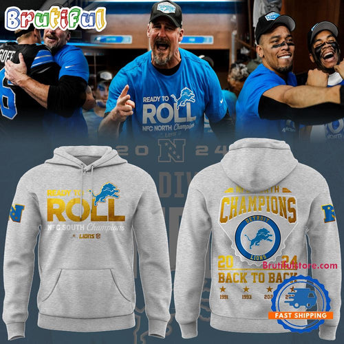 Detroit Lions NFC North Division Champions 2024 Grey Hoodie Shirt