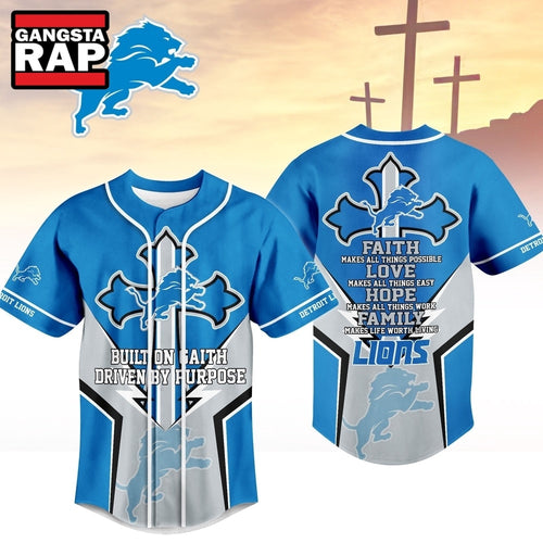 Detroit Lions NFL Blessed Beyond The Score Baseball Jersey