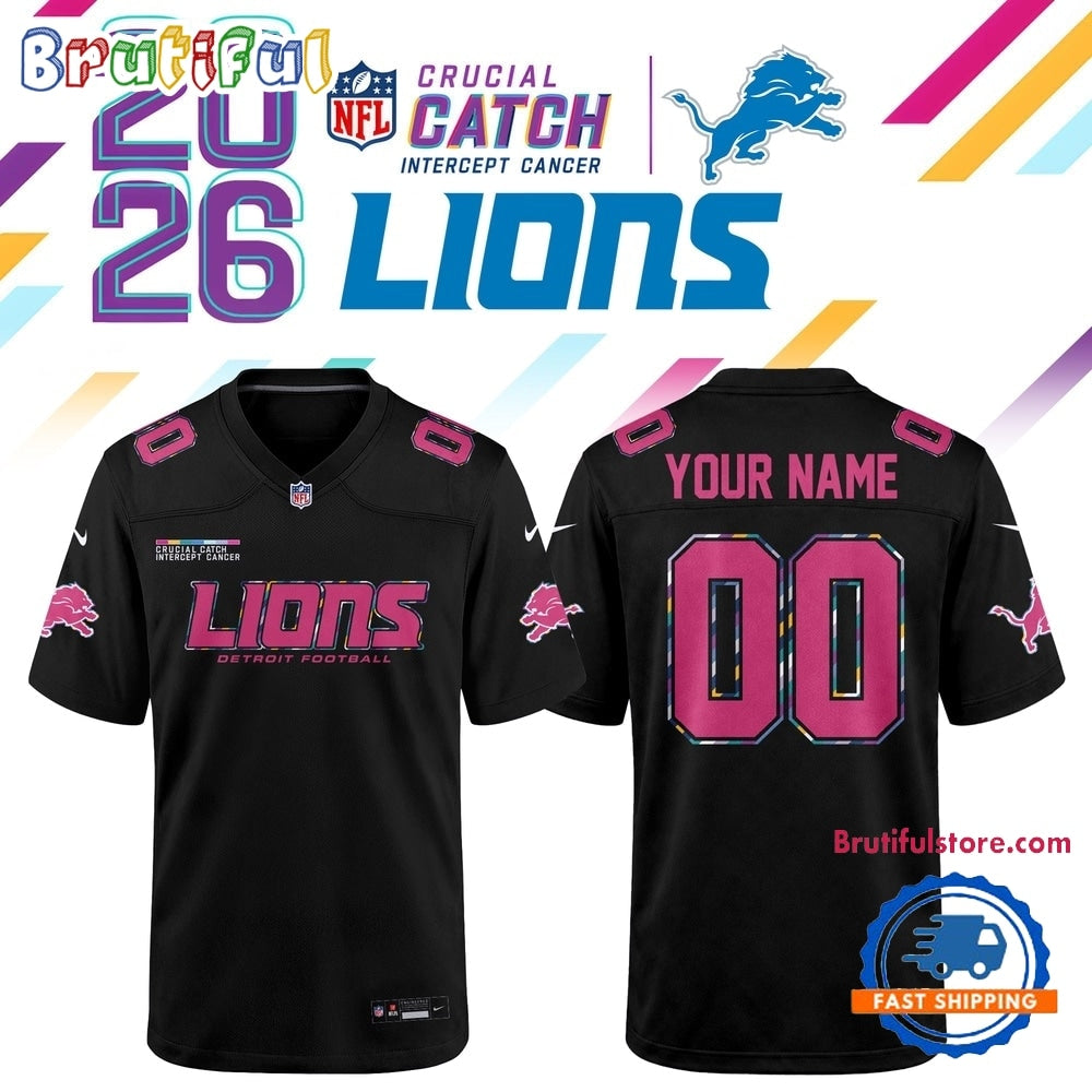 Detroit Lions NFL Crucial Catch 2026 Black Limited Edition Football Jersey