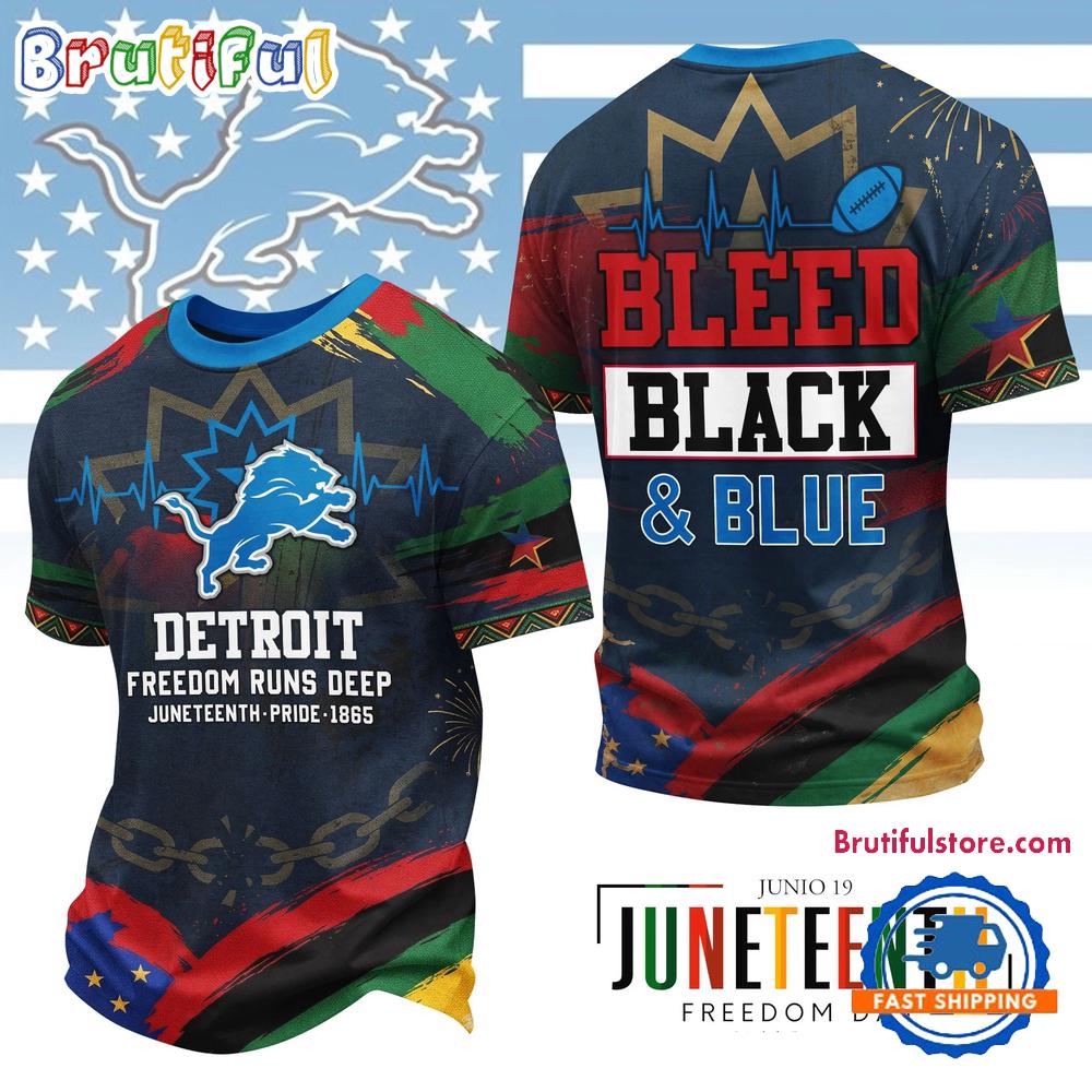 Detroit Lions NFL Juneteenth Freedom Runs Deep New Design 3D Shirt