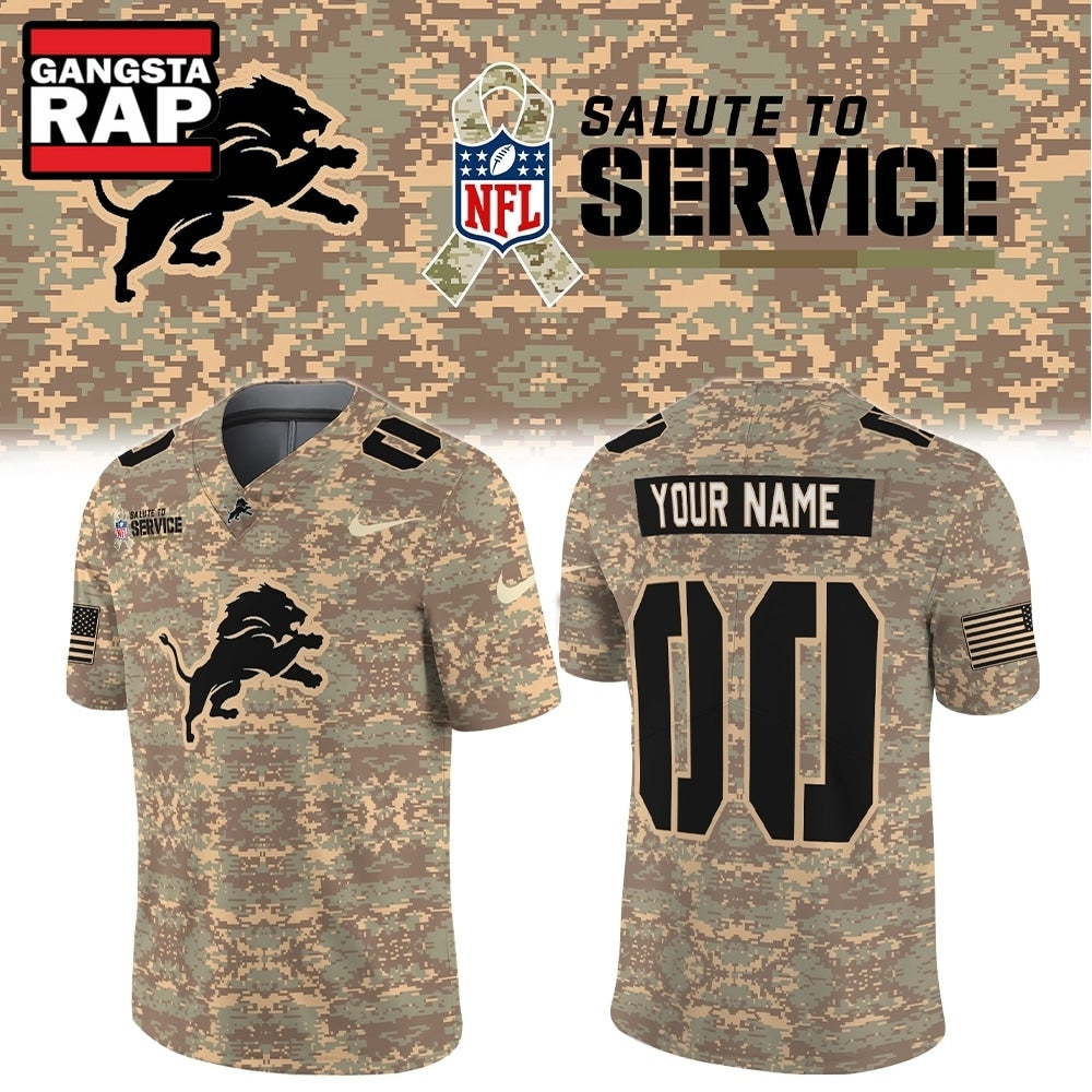 Detroit Lions NFL Salute To Service 2026 Custom Name & Number New Football Jersey