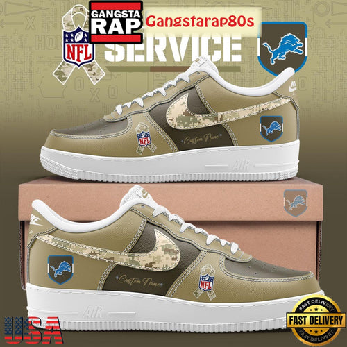 Detroit Lions Salute To Service Limited Edition Custom Air Force 1 Sneakers Shoes